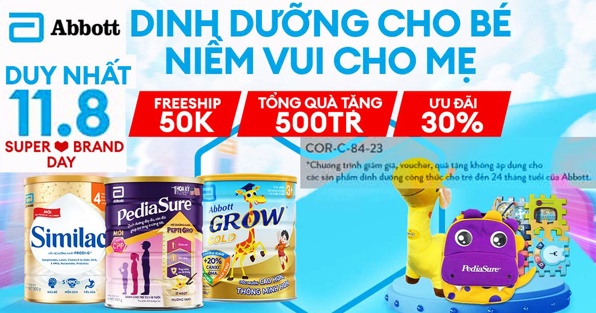 [ Mẹ & Bé - SALE 11.8 ] ngày hội Abbott - dinh dưỡng cho bé - niềm vui cho mẹ